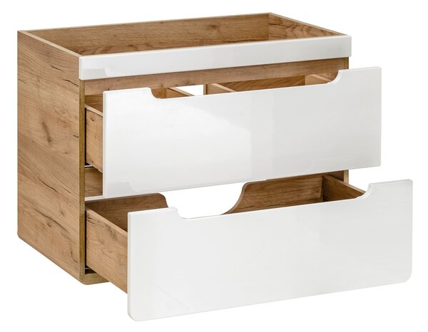 Comad Aruba White dulap 60x46x59 cm sub chiuveta pe perete alb-stejar ARUBAWHITE820-60CMFSC