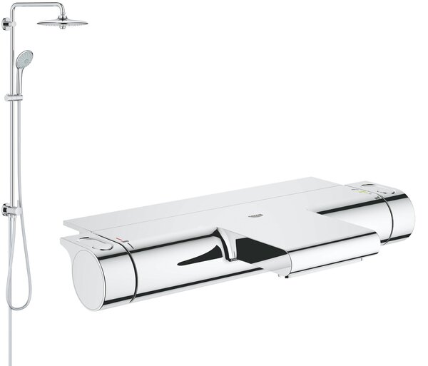 Set set de duș Grohe Euphoria 27421002, baterie cadă-duș Grohe Grohtherm 2000 34464001