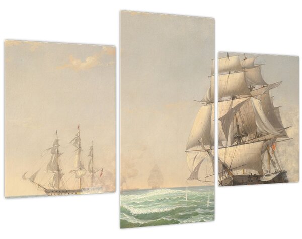 Tablou - Fitz Henry Lane, The United States Frigate President Engaging the British Squadron, reproducere (90x60 cm)