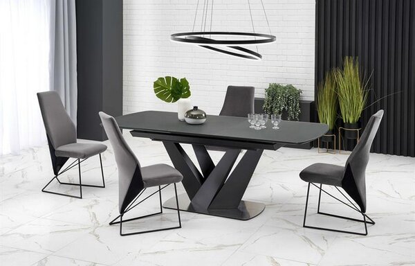 Masa extensibila PATRIZIO, gri/negru, 160/200x90x77 cm