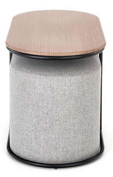 Set masuta cafea si 2 tabureti PAMPA, nuc/gri, 88x43x49 cm