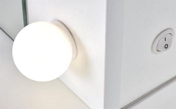 Masa de toaleta cu oglinda si iluminare led HOLLYWOOD XL, alb, 120x55x140 cm