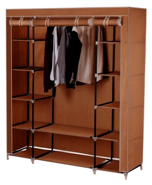 Organizator de garderobă, material textil/metal, maro, METIN VNW15