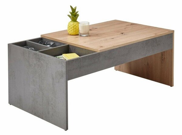 Masuta de cafea LEVI, stejar artizanal/beton, 110X60X45 cm