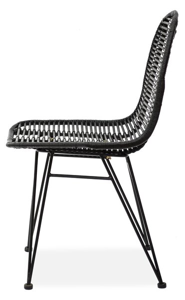 Scaun din ratan natural K337, negru, 44X55X90 cm