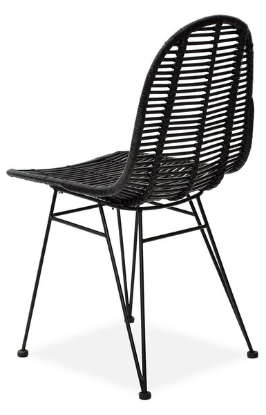 Scaun din ratan natural K337, negru, 44X55X90 cm