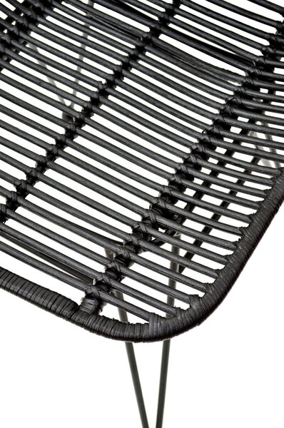 Scaun din ratan natural K337, negru, 44X55X90 cm