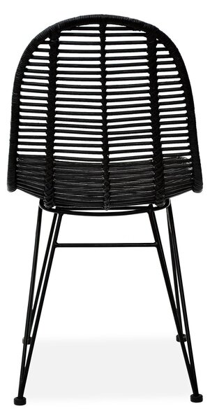Scaun din ratan natural K337, negru, 44X55X90 cm