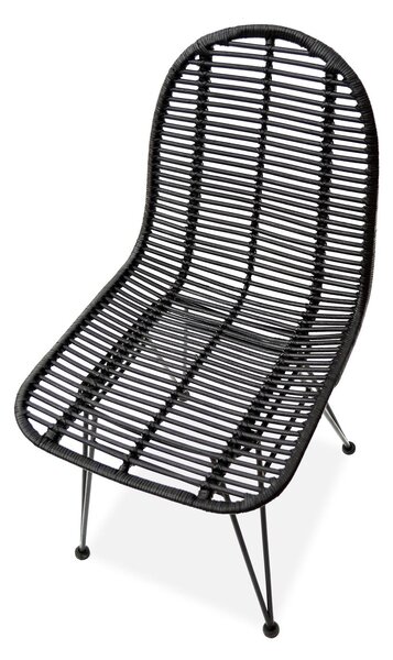 Scaun din ratan natural K337, negru, 44X55X90 cm
