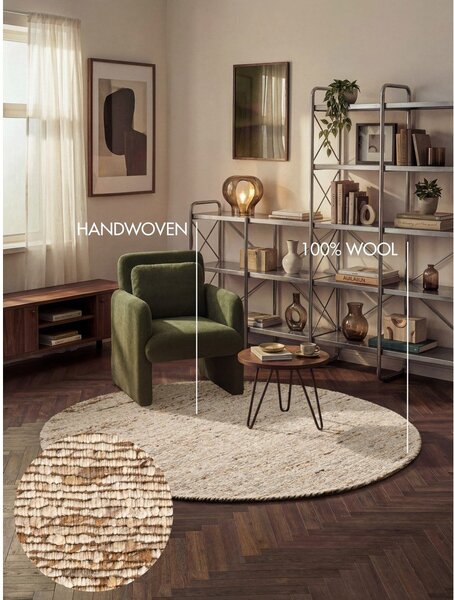 Covor bej țesut manual rotund din lână ø 160 cm Bexley Woolwich – Ted Baker