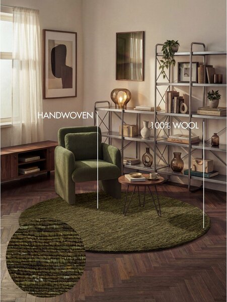 Covor verde închis țesut manual rotund din lână ø 160 cm Bexley Woolwich – Ted Baker