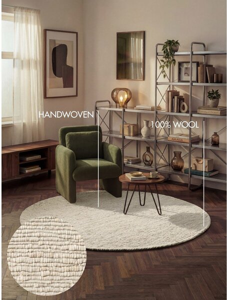 Covor crem țesut manual rotund din lână ø 160 cm Bexley Woolwich – Ted Baker