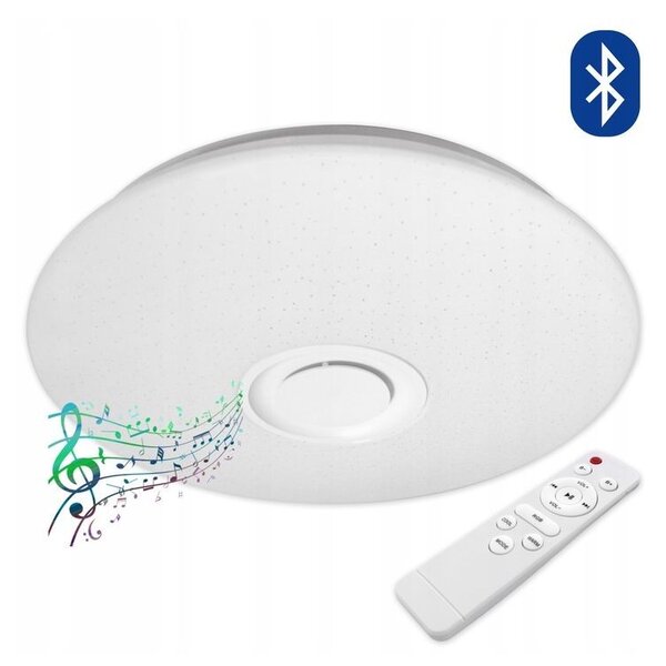Plafoniera LED RGBW 48W, control Bluetooth, telecomanda, difuzor incorporat, 40 cm