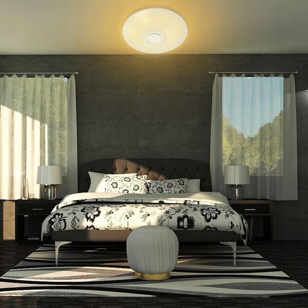 Plafoniera LED RGBW 48W, control Bluetooth, telecomanda, difuzor incorporat, 40 cm