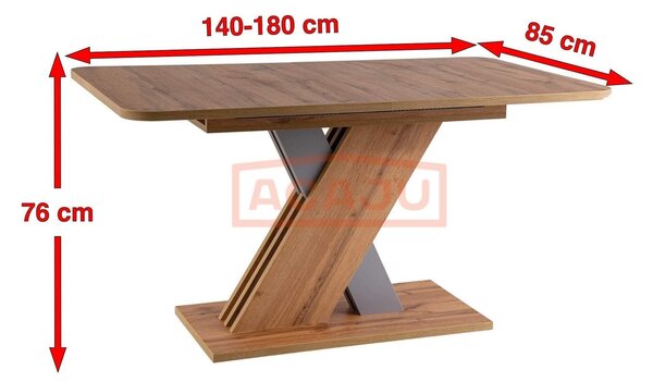Masa extensibila EXEL, stejar wotan/alb, PAL laminat, 140/180x85x76 cm