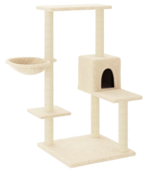 Ansamblu de pisici cu stâlpi din funie de sisal, crem, 95 cm
