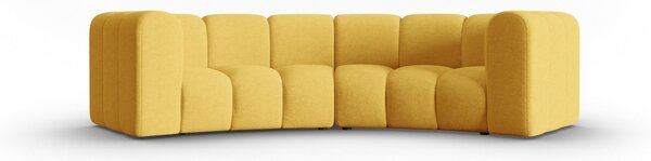 Canapea Lupine cu 3 locuri pe semirotund si tapiterie din tesatura structurala, galben