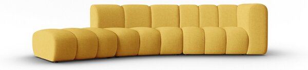 Canapea Lupine cu 5 locuri pe semirotund, colt pe partea stanga si tapiterie din tesatura structurala, galben
