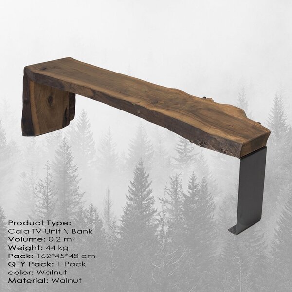 Banca Cala Medium, lemn de nuc/metal, 160x40x46 cm