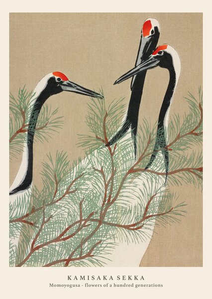 Artă imprimată Cranes (Special Edition Japandi Vintage) - Kamisaka Sekka, (30 x 40 cm)