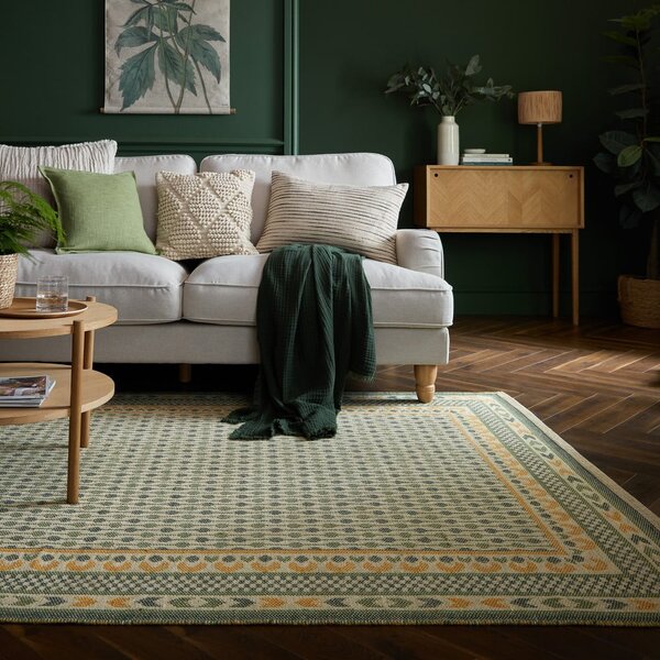 Covor verde din amestec de iută 200x290 cm Mara Jute Border – Flair Rugs