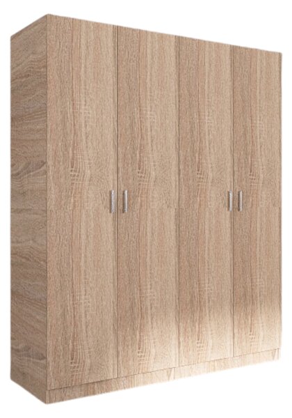 Dulap Haine 4 Usi, H200 x A50 L160cm, Culoare Stejar Sonoma, Material Pal 18mm