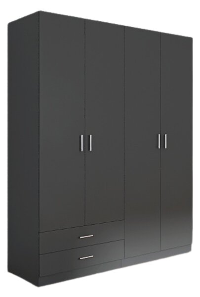 Dulap Haine 4 Usi si 2 Sertare, H200 x A50 L160cm, Culoare Gri Antracit, Material Pal 18mm