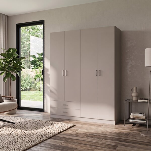 Dulap Haine 4 Usi si 2 Sertare, H200 x A50 L160cm, Culoare Casmir, Material Pal 18mm
