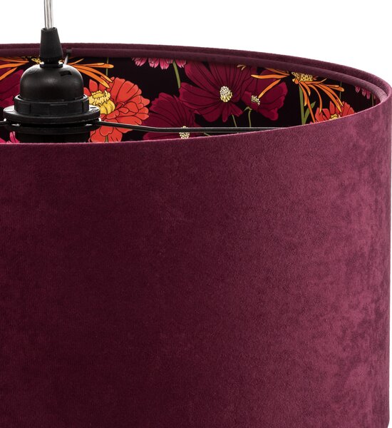 Maco Design Suspensie Savanna cu abajur de catifea, reglabil, Violet, Camera de zi / sufragerie, Țesătură / Textil, Viața tânără