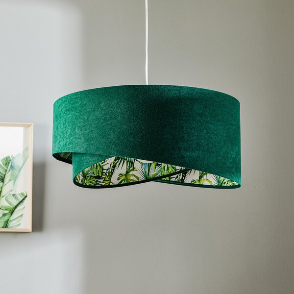 Maco Design Lampă suspendată Vivien, verde cu imprimeu floral pe toată suprafața, reglabil, Verde, Camera de zi / sufragerie, Țesătură / Textil, Modern