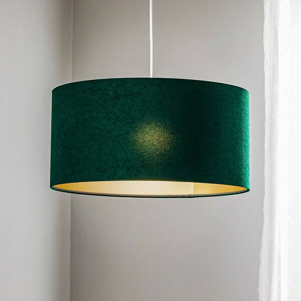 Maco Design Lampă suspendată Salina, verde/auriu, Ø 40cm, reglabil, Verde, Camera de zi / sufragerie, Țesătură / Textil, Modern