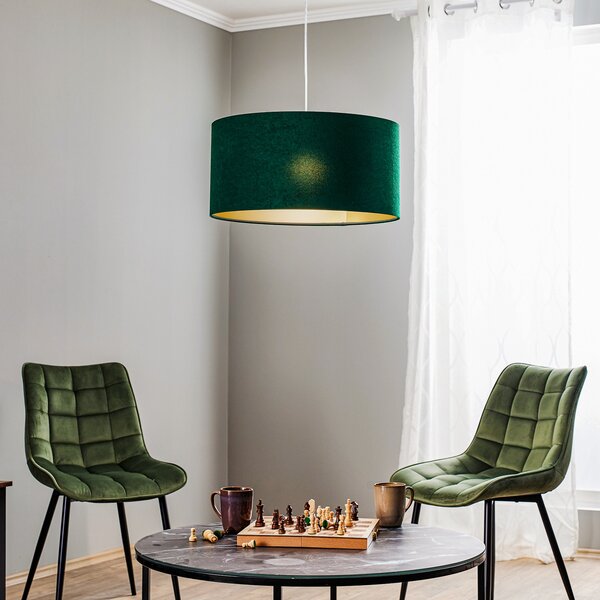 Maco Design Lampă suspendată Salina, verde/auriu, Ø 40cm, reglabil, Verde, Camera de zi / sufragerie, Țesătură / Textil, Modern