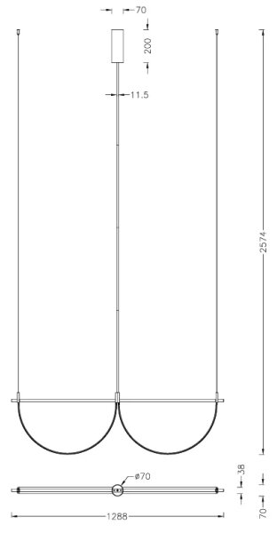 MAXLIGHT P0689 - Lustră suspendată pe cablu VICTORIA LED/40W/230V CRI 90 aurie