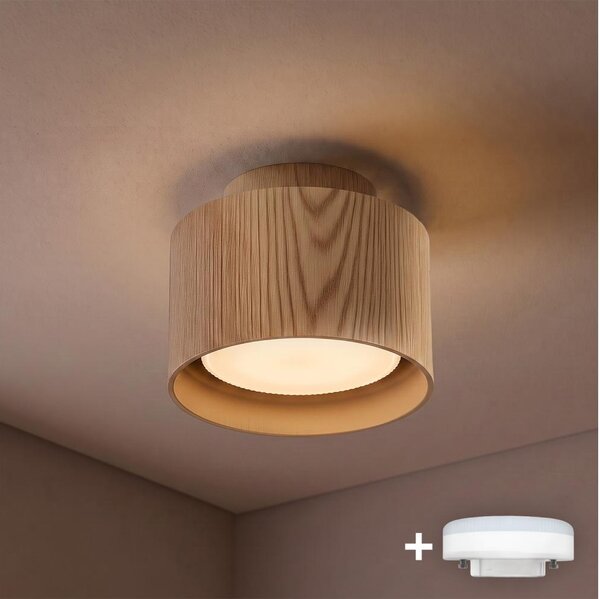 BRILAGI - Spot LED BACKLIT 1xGX53/15W/230V+LED/3W, diam. 10 cm, finisaj stejar