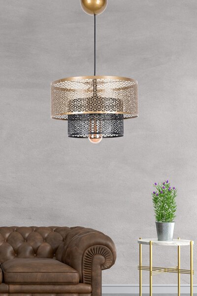 Lustra SH217, auriu/negru, metal, 26,5x64 cm