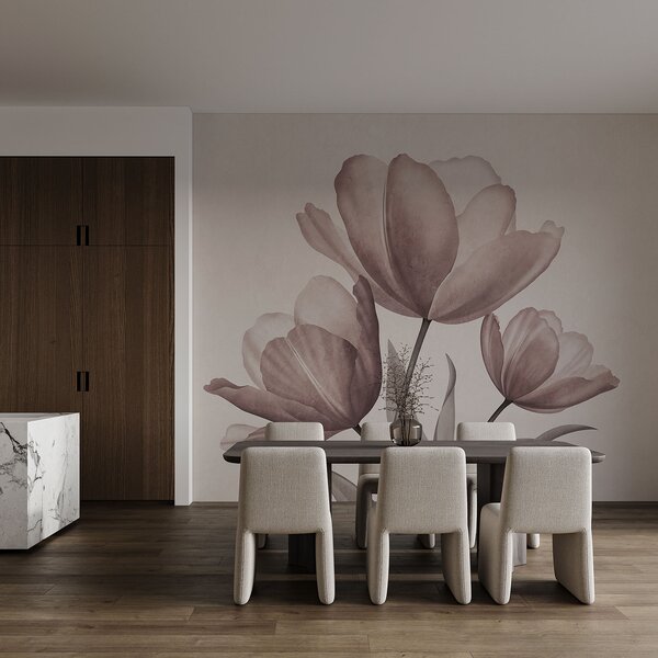 Fototapet Lalele elegante în nuanțe pastelate delicate, Fototapet flori, Fototapet populare, t00762v3 - Tapeko.ro