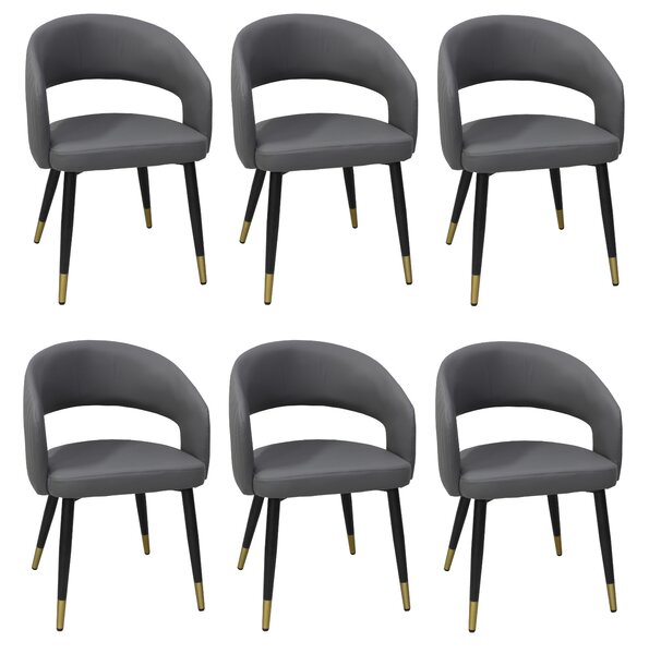 Set 6 Scaune Piele Ecologică Monaco Gri