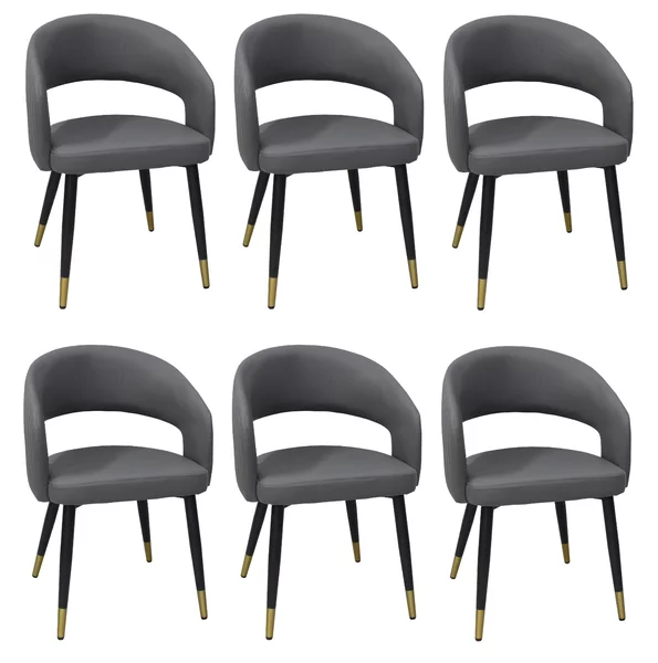 Set 6 Scaune Piele Ecologică Monaco Gri