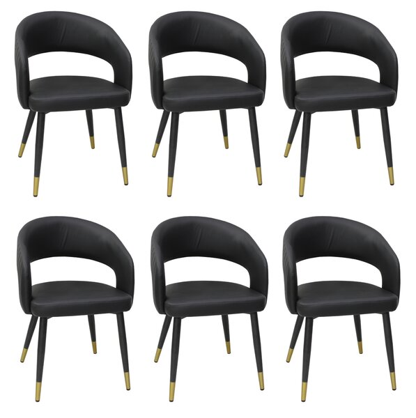 Set 6 Scaune Piele Sintetică Monaco Negru