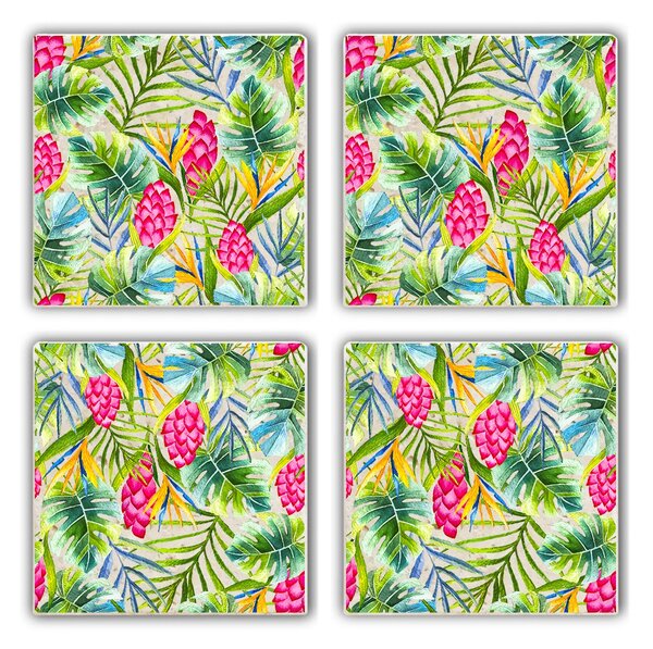 Set suport pahare TBA3069984, multicolor, 100% piatra naturala, 10x10x