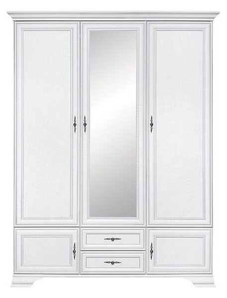 Mobilier dormitor alb IDENTO 6, cu pat 160x200, dulap cu 5 usi si 2 se