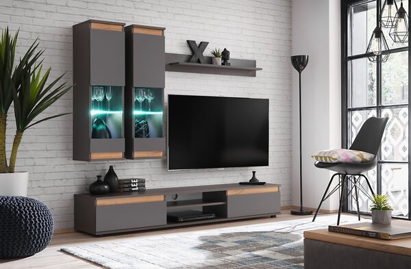 Mobilier living Marc 29 ANWT MD (antracit + stejar wotan) (cu iluminat). 1024448