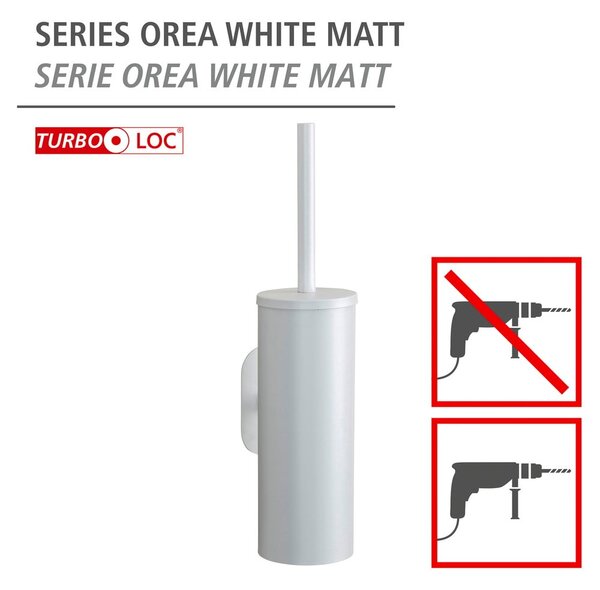 Perie de WC albă autoadezivă din oțel inoxidabil Orea – Wenko