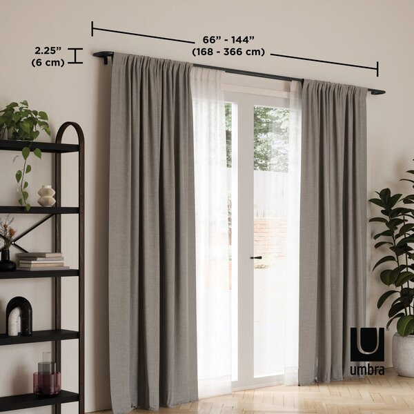 Galerie de perdea 168 - 365 cm extensibilă/dublă din oțel Twilight – Umbra