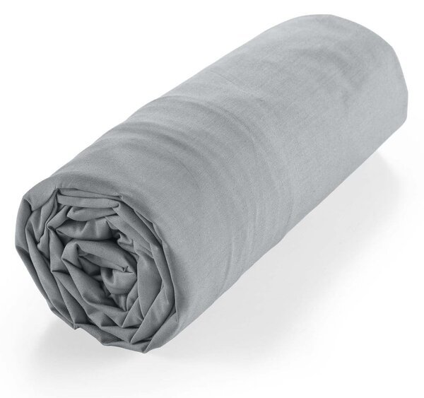 Cearceaf gri din bumbac organic cu elastic 90x190 cm Biolina – douceur d'intérieur