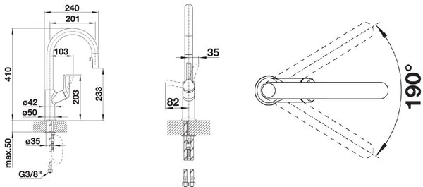 Blanco Carena-S Vario baterie bucătărie pe picior crom-alb 521368