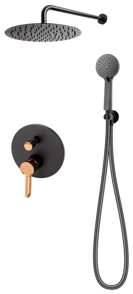 FDesign Zaffiro set de duș ascuns cu duș de ploaie negru-auriu FD1-ZFR-7PSET1-25