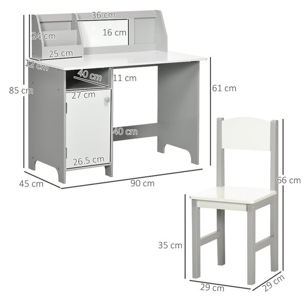 HOMCOM Set Masă și Scaune pentru Copii 5-8 Ani cu Spațiu de Depozitare, Tablă și Scaun, 90x45x85 cm, Roz | Aosom Romania