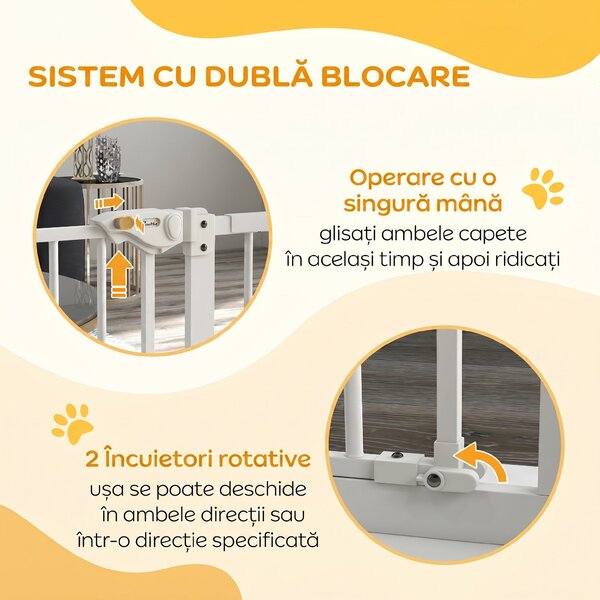 PawHut Poartă pentru Câini Lățime Reglabilă 74-148 cm, Albă | Aosom Romania