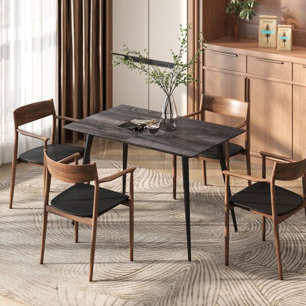 HOMCOM Masă Extensibilă pentru Sufragerie, 6-8 Persoane, 120-160x75 cm, Blat Efect Lemn, Picioare din Oțel | Aosom Romania